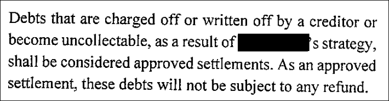 Charged off debt clause debt settlement agreement