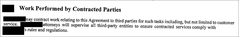 Work performed by contracted parties debt settlement agreement